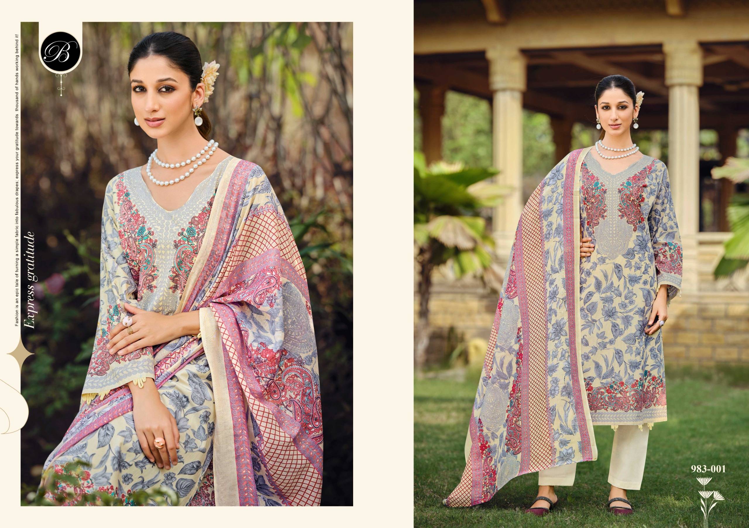 FARZANA by BelliZa DesigNer 981-001 TO 981-006 SERIES Pakistani Stylish Embroidered Pure Cotton READYMADE COLLECTION At Wholesale Price